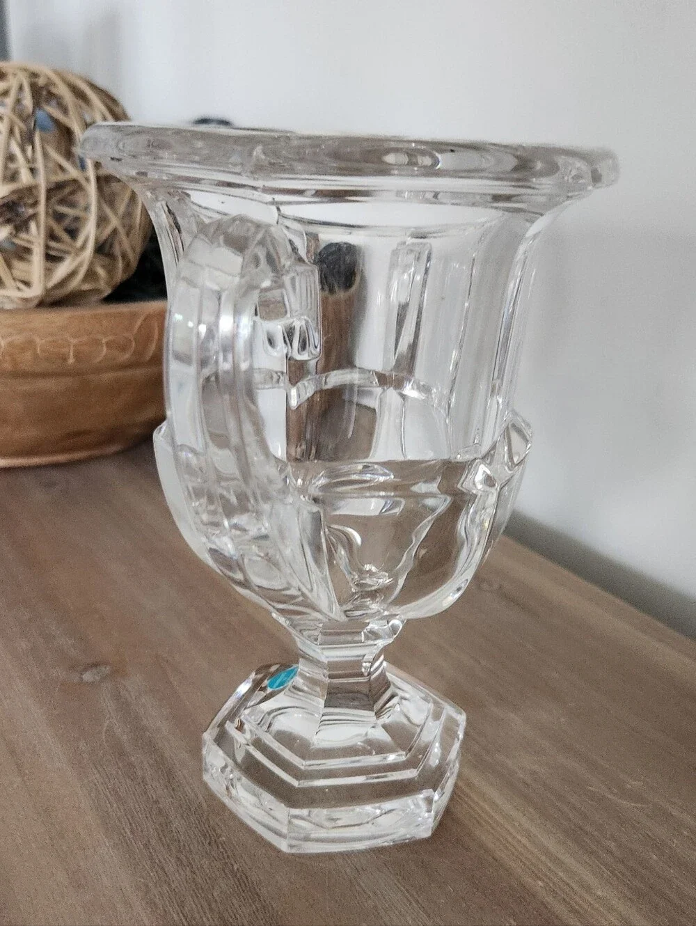 Tiffany & Co Crystal Loving Cup Trophy Vase Double Heart Handles 7” Decor Home